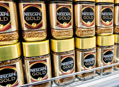 Nescafe Gold Coffee On The Shelf At The Grocery Store