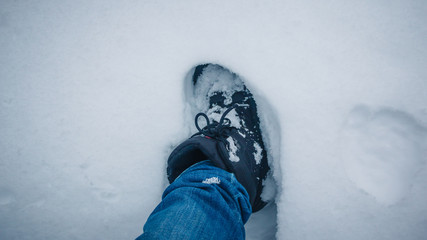 snow on the snowshoes.