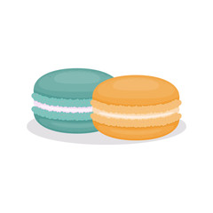 Macarons. French macaroons. Colorful sweet sandwich cookie.
