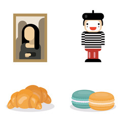 Set of famouse elements and landscapes of France. Vector illustration