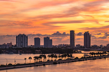 Scenic sunrise from Miami Cruise Ship