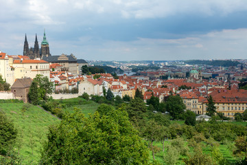 Aerial view over the city of Prague