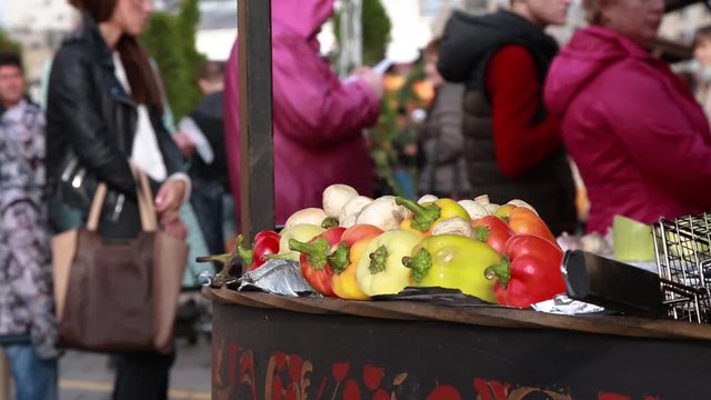 vegetables on a street fodd market