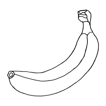 One beautiful banana isolated on a white background. Illustration for coloring book
