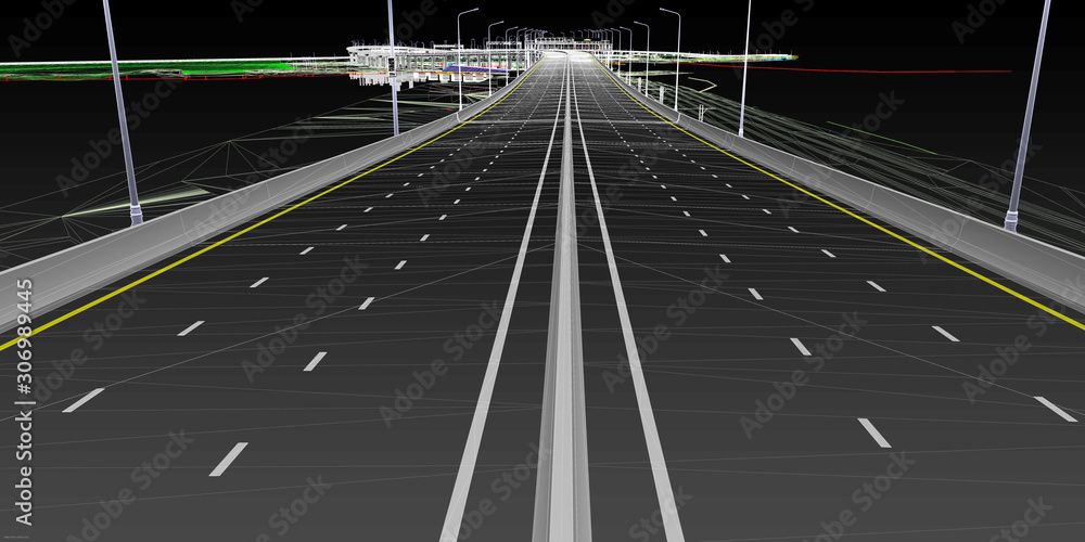 Aufkleber the bim model of the object of transport infrastructure of wireframe view