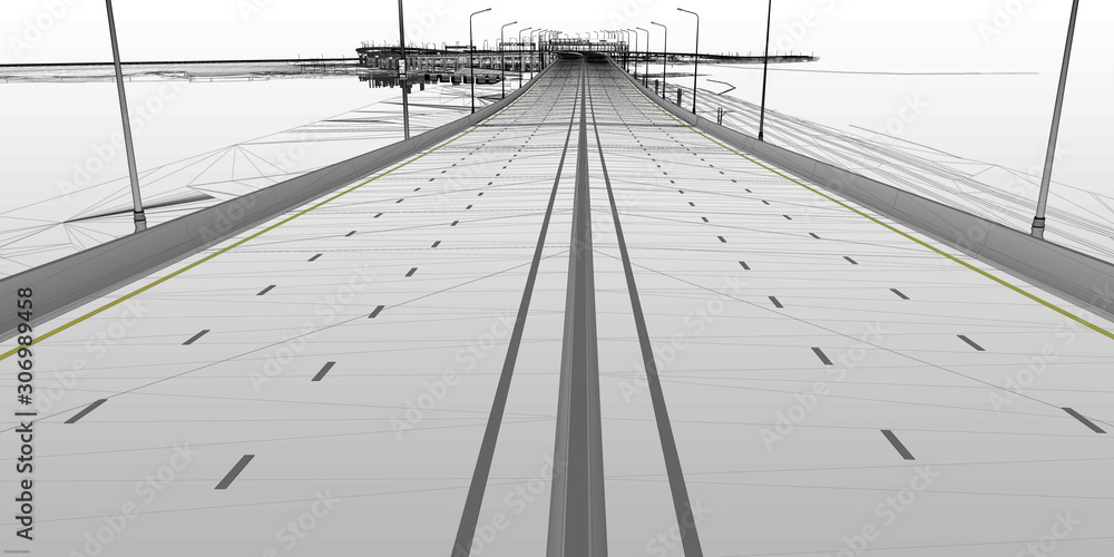 Aufkleber the bim model of the object of transport infrastructure of wireframe view