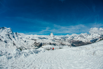 Beautiful snow-capped mountain landscape from Zermatt, Switzerland. - Matterhorn Peak