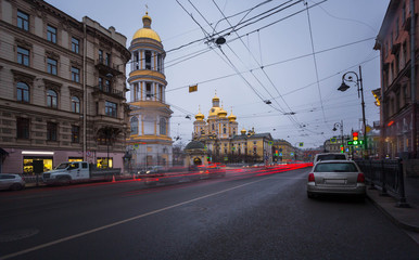 evening Vladimirsky Avenue. Saint Petersburg. Russia