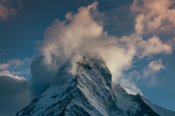 Beautiful Matterhorn. Close-up from Zermatt, Switzerland. 