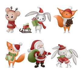 Collection of hand drawn Christmas characters