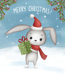 Little bunny wishes Merry Christmas