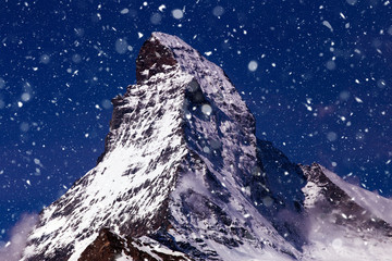 Beautiful Matterhorn. Close-up from Zermatt, Switzerland. 