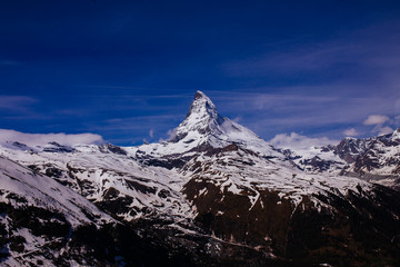 Beautiful Matterhorn. Close-up from Zermatt, Switzerland. 