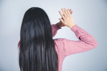 woman hand stop sign