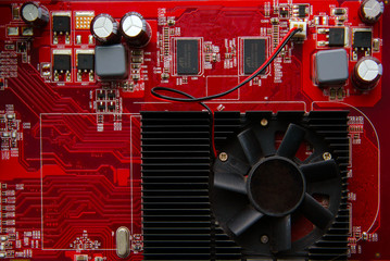 closeup graphics cards interface, video card, VGA card, video display board , computer chip,