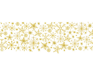 Hand painted Christmas golden snowflakes template.