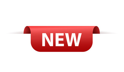 New Offer Sale Tag. Red ribbon Banner isolated on white background. Vector label or badge