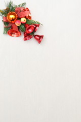 Merry christmas and a happy new year! Greeting Cards. Holiday decorations on a plain background with free space for an inscription.