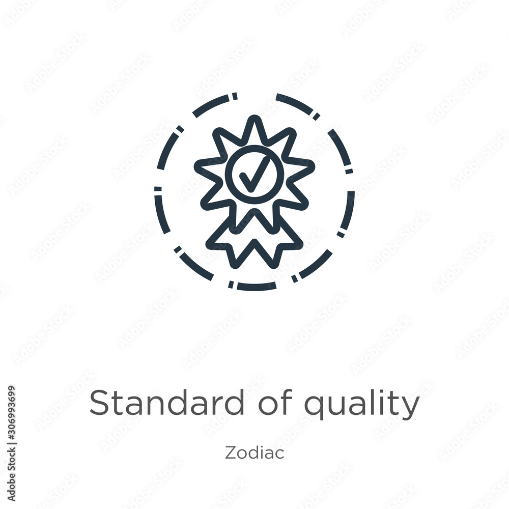 Poster standard of quality icon. thin linear standard of quality outline icon isolated on white background 