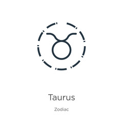 Taurus icon. Thin linear taurus outline icon isolated on white background from zodiac collection. Line vector taurus sign, symbol for web and mobile