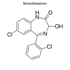 Fototapeta premium Benzodiazepine Skeletal formula of Chemical element