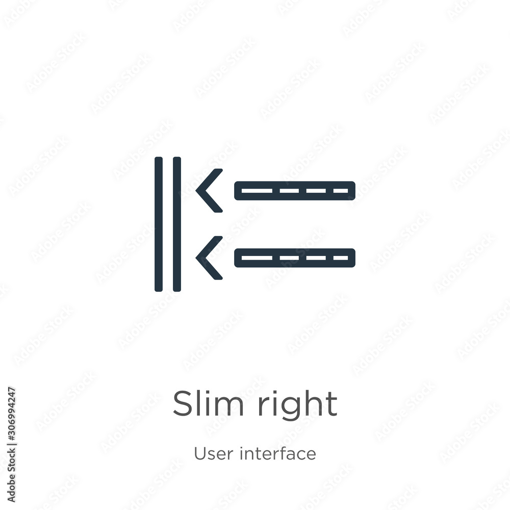 Poster slim right icon. thin linear slim right outline icon isolated on white background from user interfac