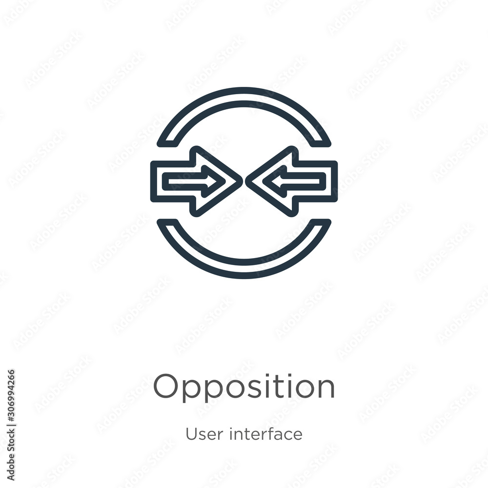 Poster opposition icon. thin linear opposition outline icon isolated on white background from user interfac