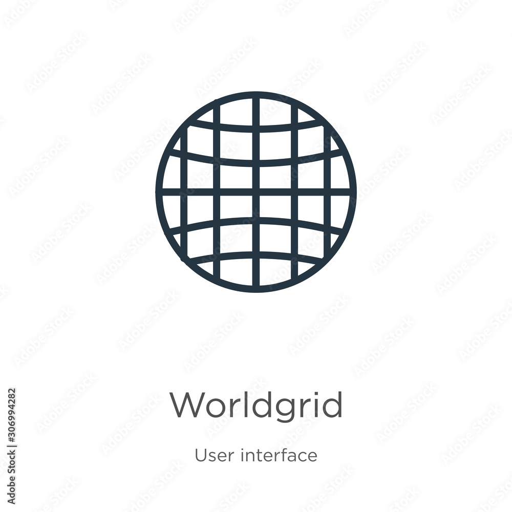 Aufkleber worldgrid icon. thin linear worldgrid outline icon isolated on white background from user interface 