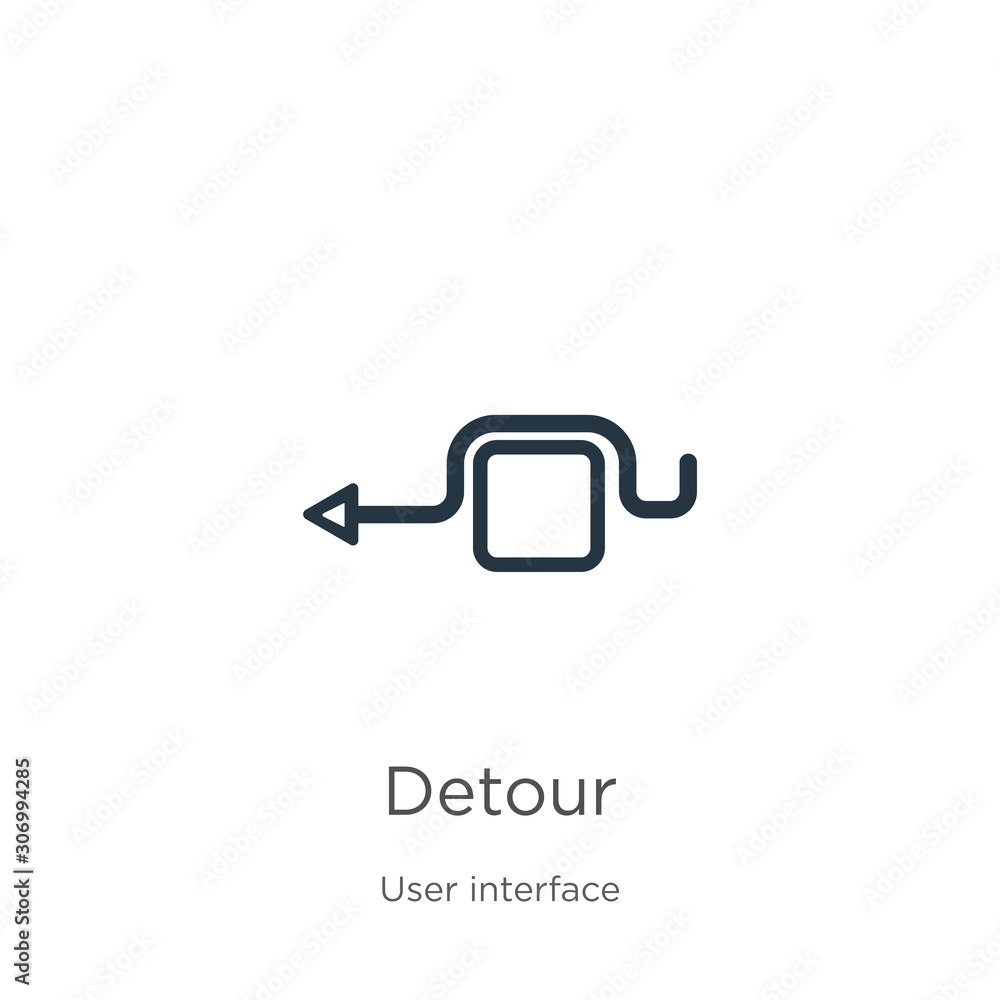 Poster detour icon. thin linear detour outline icon isolated on white background from user interface collec