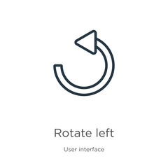 Rotate left icon. Thin linear rotate left outline icon isolated on white background from user interface collection. Line vector rotate left sign, symbol for web and mobile