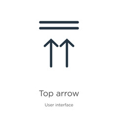 Top arrow icon. Thin linear top arrow outline icon isolated on white background from user interface collection. Line vector top arrow sign, symbol for web and mobile
