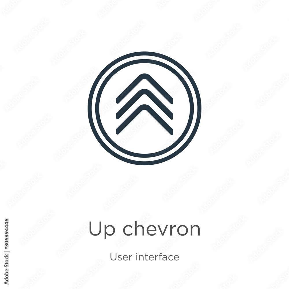 Poster up chevron icon. thin linear up chevron outline icon isolated on white background from user interfac