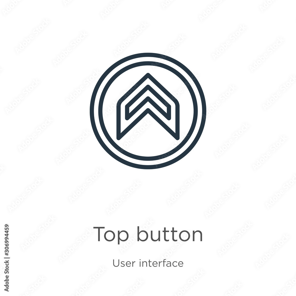 Poster top button icon. thin linear top button outline icon isolated on white background from user interfac