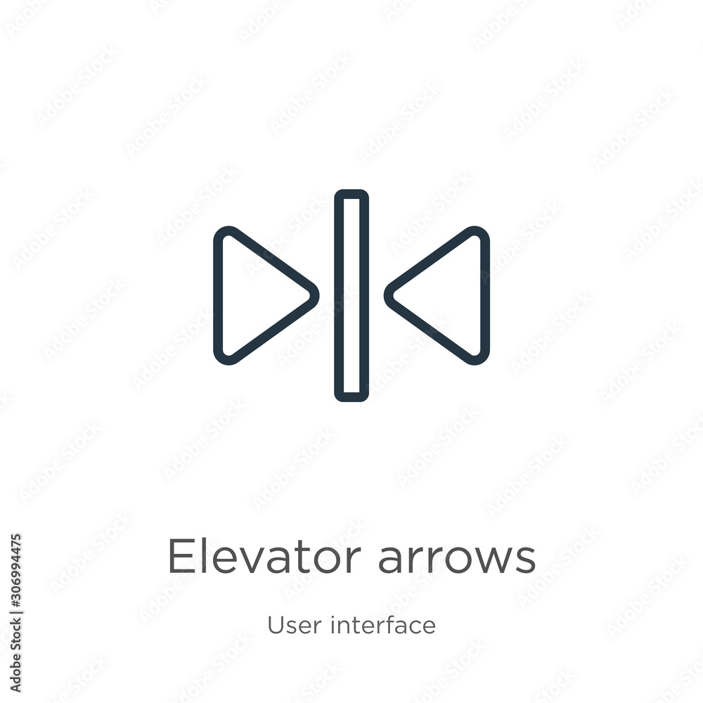 Poster elevator arrows icon. thin linear elevator arrows outline icon isolated on white background from use