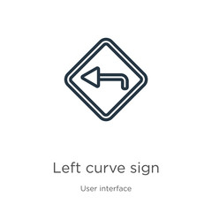 Left curve sign icon. Thin linear left curve sign outline icon isolated on white background from user interface collection. Line vector left curve sign sign, symbol for web and mobile