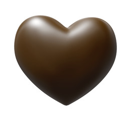 Brown Chocolate Heart with clipping path - 3D illustration