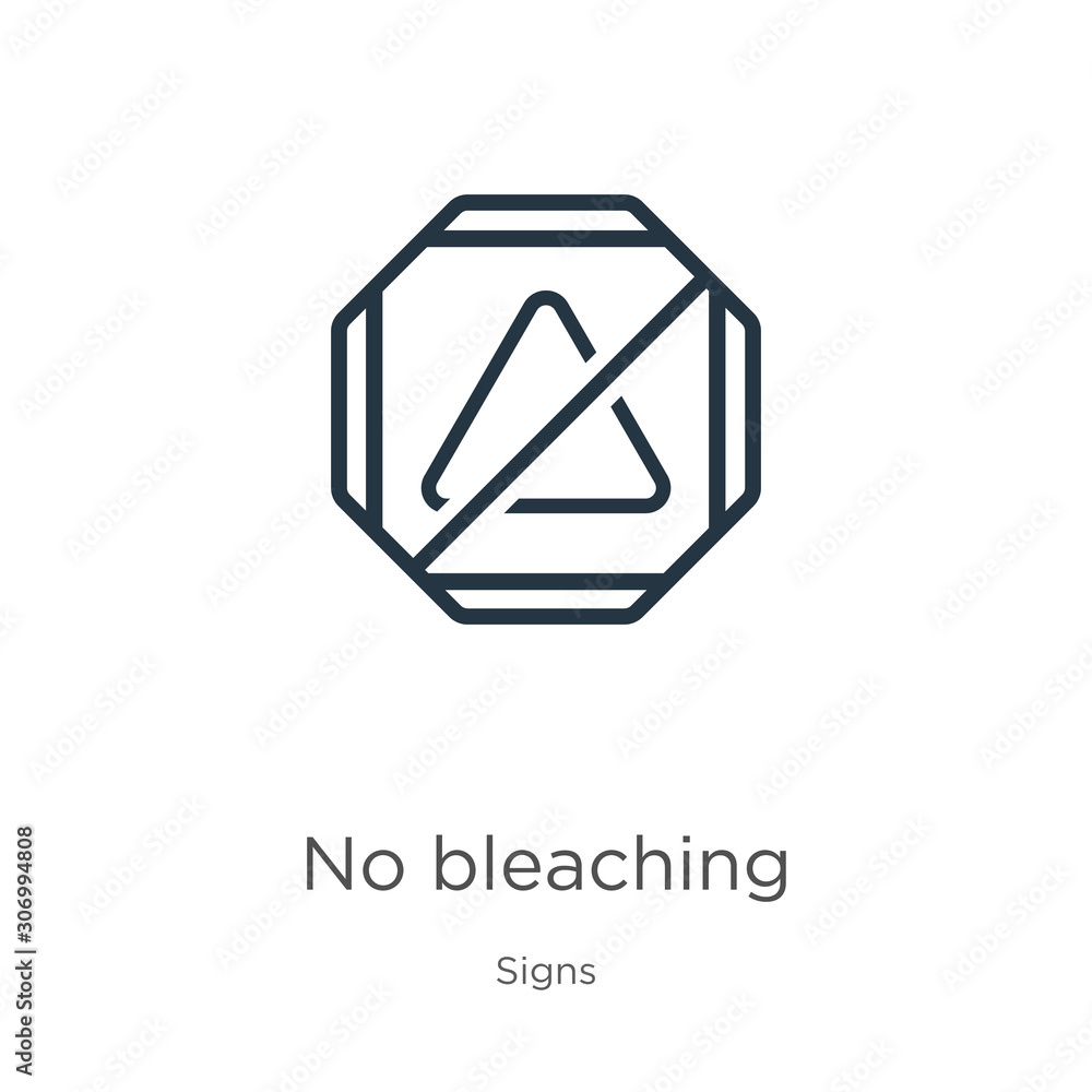 Poster no bleaching icon. thin linear no bleaching outline icon isolated on white background from signs col