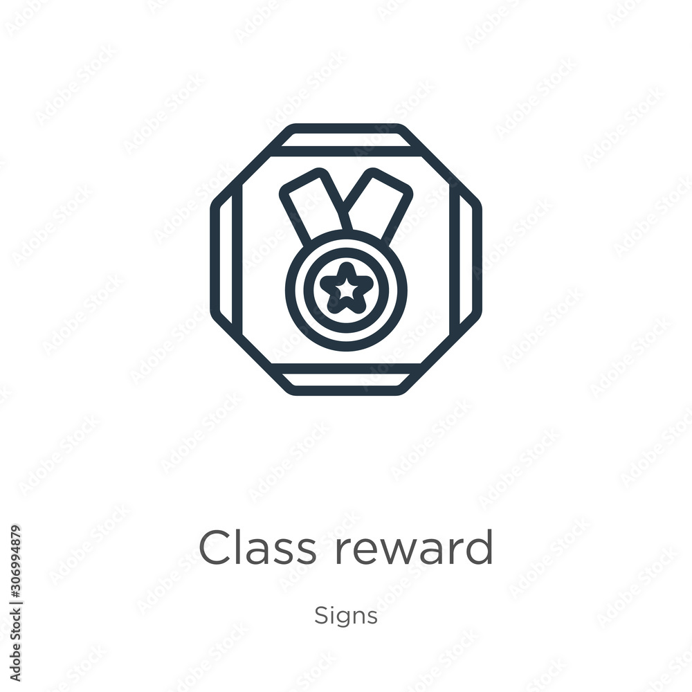 Aufkleber class reward icon. thin linear class reward outline icon isolated on white background from signs col