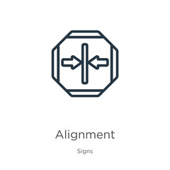 Fototapeta premium Alignment icon. Thin linear alignment outline icon isolated on white background from signs collection. Line vector alignment sign, symbol for web and mobile