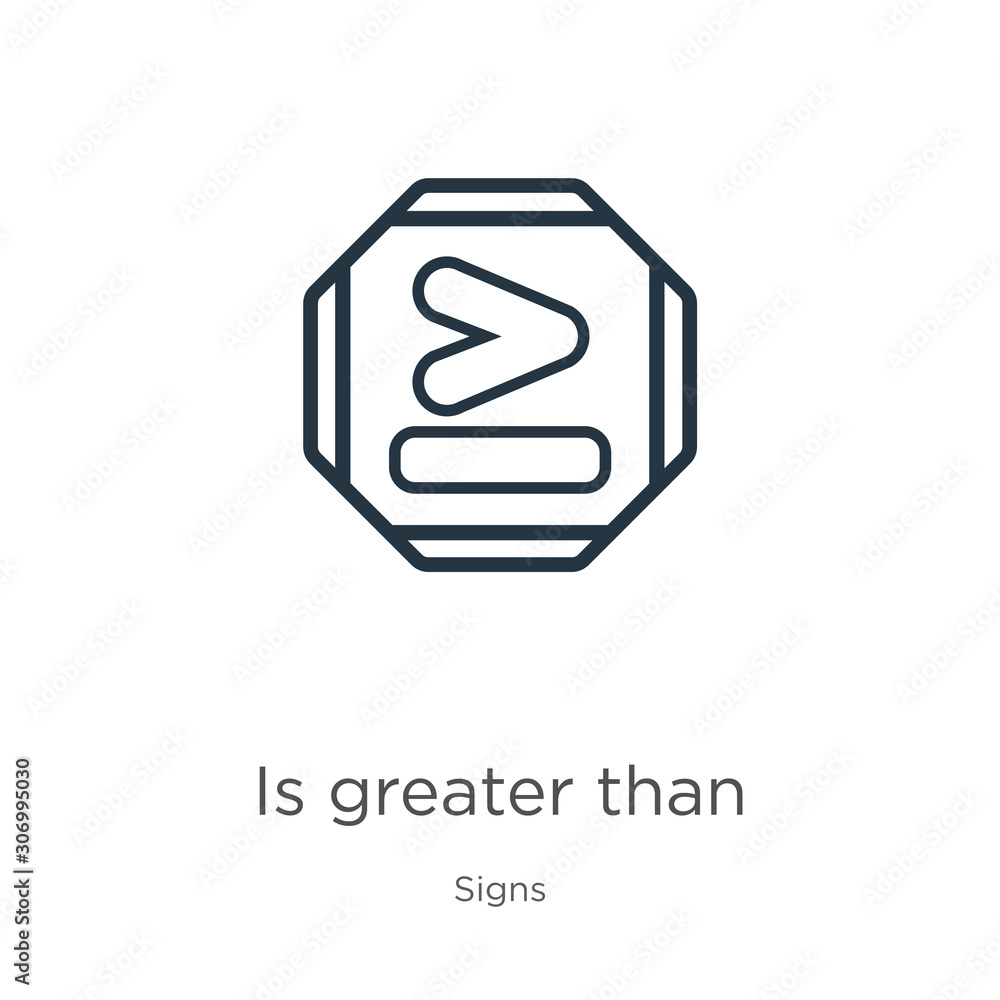 Poster is greater than icon. thin linear is greater than outline icon isolated on white background from sig