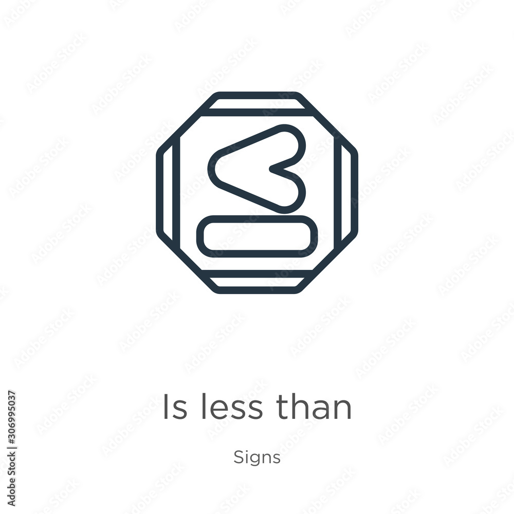 Poster is less than icon. thin linear is less than outline icon isolated on white background from signs col