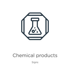 Chemical products icon. Thin linear chemical products outline icon isolated on white background from signs collection. Line vector chemical products sign, symbol for web and mobile
