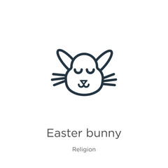 Obraz na płótnie Canvas Easter bunny icon. Thin linear easter bunny outline icon isolated on white background from religion collection. Line vector easter bunny sign, symbol for web and mobile
