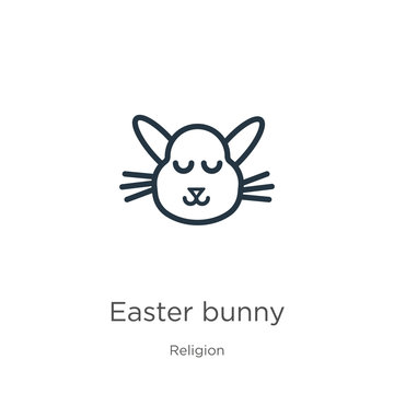 Easter bunny icon. Thin linear easter bunny outline icon isolated on white background from religion collection. Line vector easter bunny sign, symbol for web and mobile