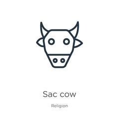 Sacred cow icon. Thin linear sacred cow outline icon isolated on white background from religion collection. Line vector sacred cow sign, symbol for web and mobile
