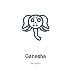 Ganesha icon. Thin linear ganesha outline icon isolated on white background from religion collection. Line vector ganesha sign, symbol for web and mobile
