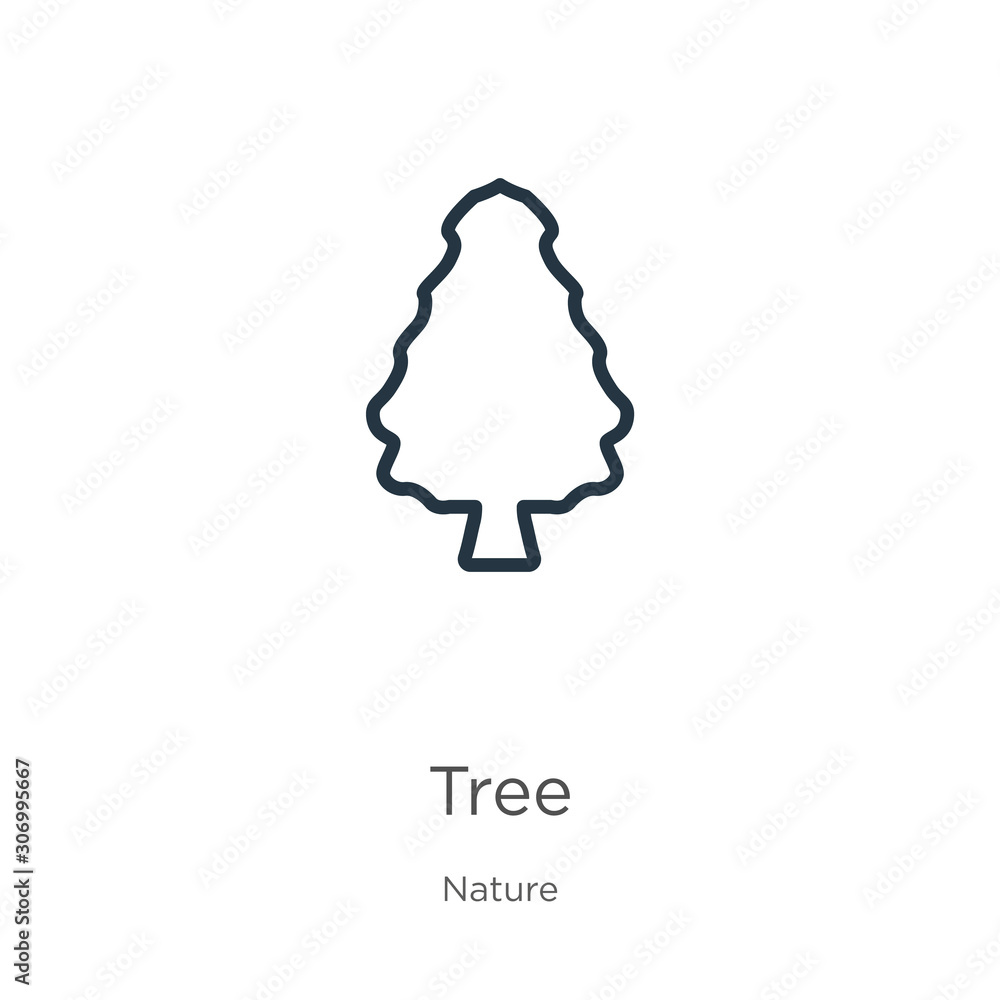 Poster tree icon. thin linear tree outline icon isolated on white background from nature collection. line v