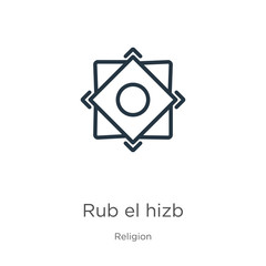 Rub el hizb icon. Thin linear rub el hizb outline icon isolated on white background from religion collection. Line vector rub el hizb sign, symbol for web and mobile