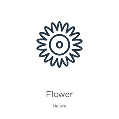 Flower icon. Thin linear flower outline icon isolated on white background from nature collection. Line vector flower sign, symbol for web and mobile