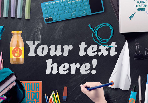 Back to School Mockup Black Chalkboard